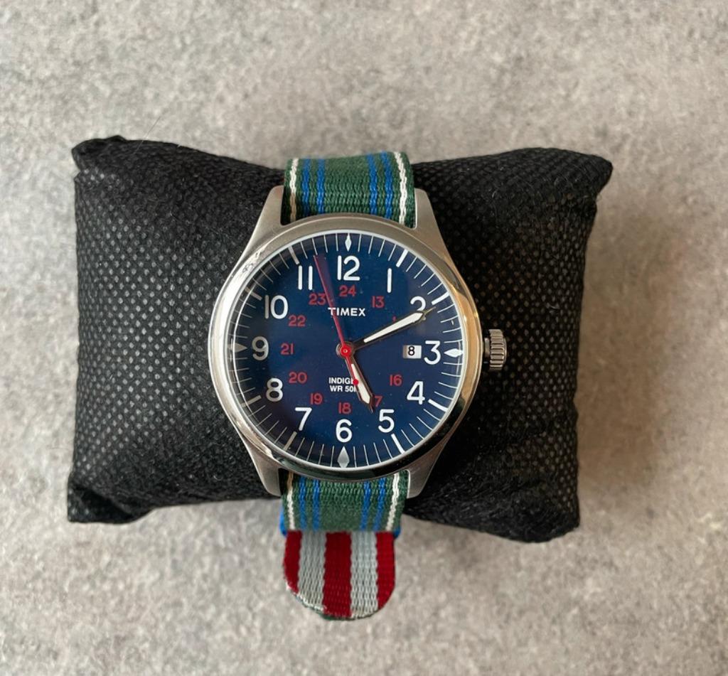 Timex Indiglo horloge met backlight en datum, Autres marques, Enlèvement ou Envoi, Acier, Synthétique