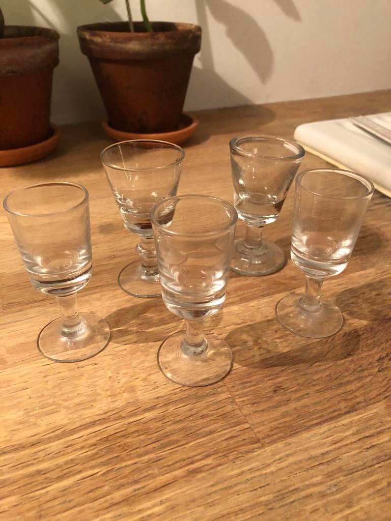 ANTIEKE GLAZEN FRANS LIKEURGLAZEN HANDGEMAAKT, Antiek en Kunst, Ophalen of Verzenden