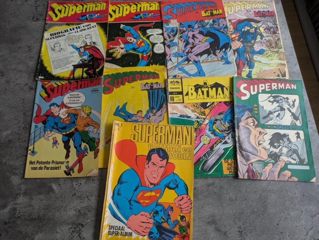 BATMAN EN SUPERMAN 9X COMICS JAREN 60/70, Ophalen of Verzenden