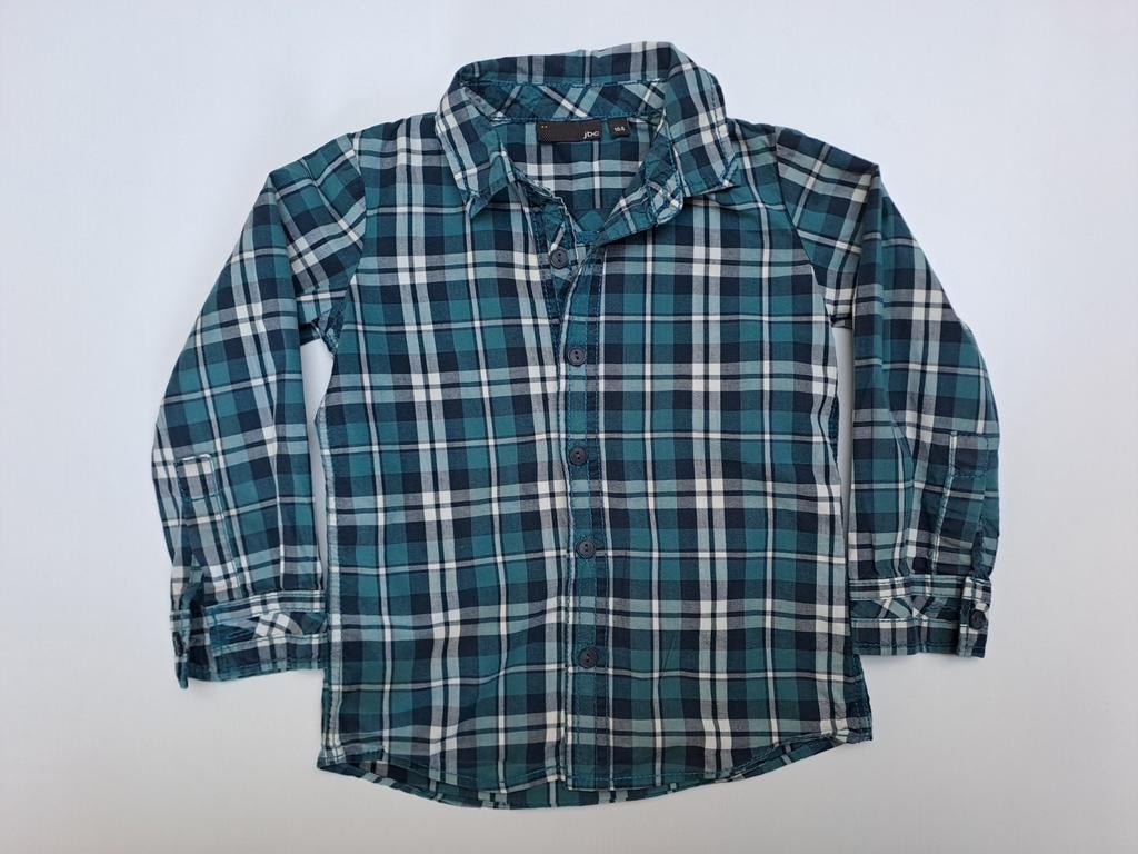Mt 104 Turqoise wit geruit hemd, Kinderen en Baby's, Kinderkleding | Maat 104, Gebruikt, Overhemd of Blouse, JBC, Ophalen of Verzenden