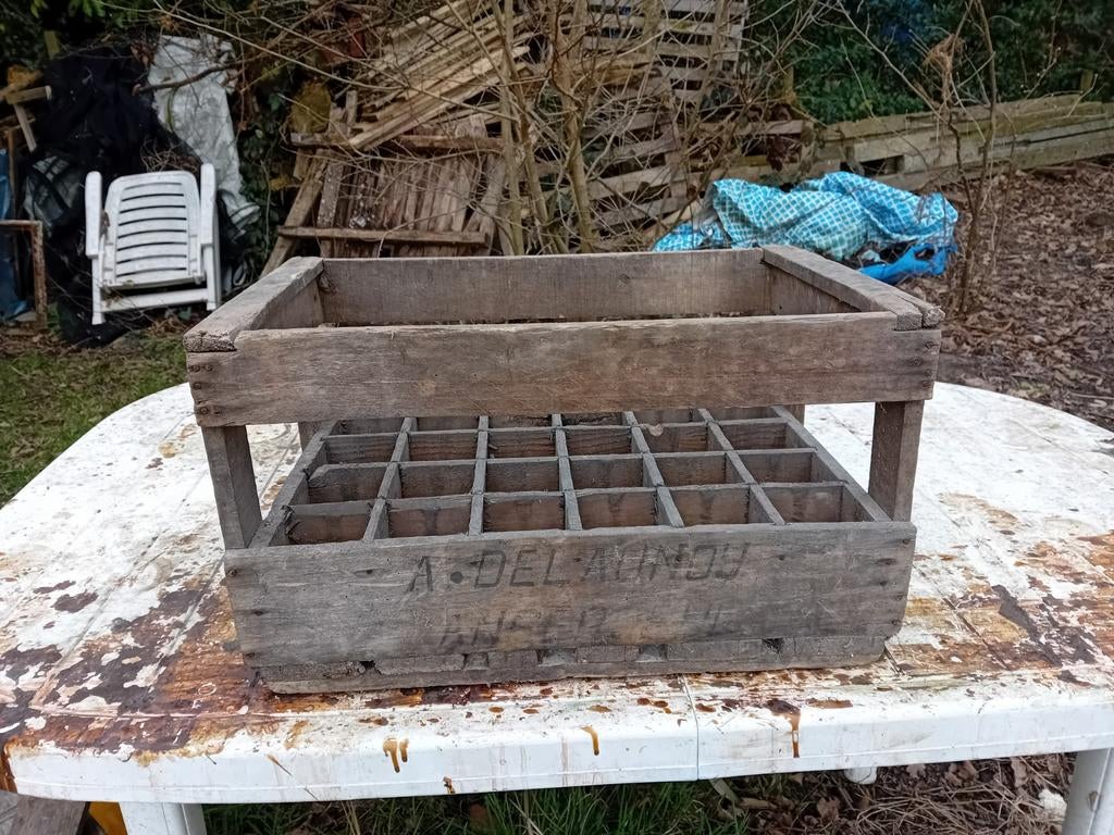 Oude vintage houten bierbak Delaunoy Anseroeul, Verzamelen, Ophalen of Verzenden
