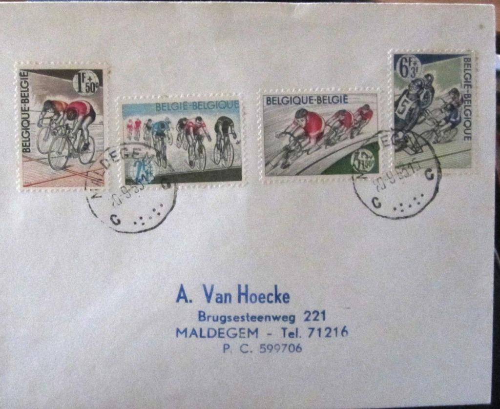 FDC WIELRENNEN, Postzegels en Munten, Ophalen of Verzenden, Gestempeld, Sport