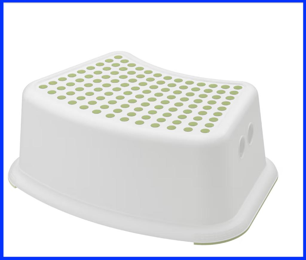 Petit tabouret salle-de-bain blanc et points : bleu, Enlèvement, Utilisé, Blanc, Autres types