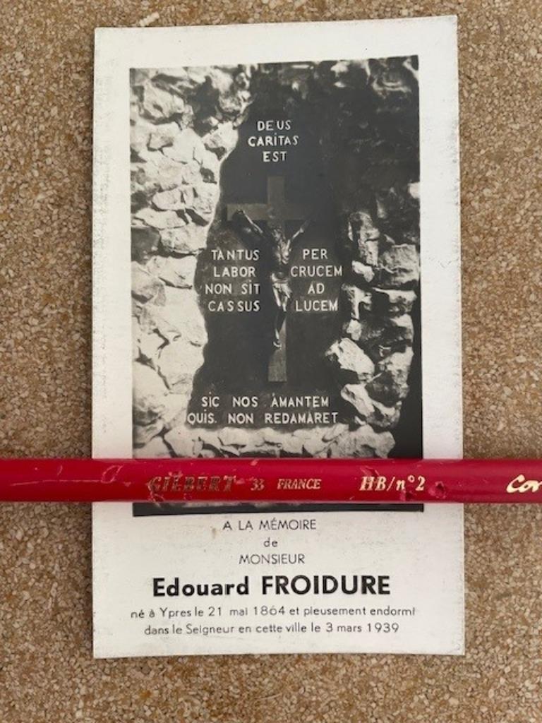 ASTRONOME ET PUBLICISTE BP M. EDOUARD FROIDURE YPRES 21/5/18, Enlèvement ou Envoi, Image pieuse