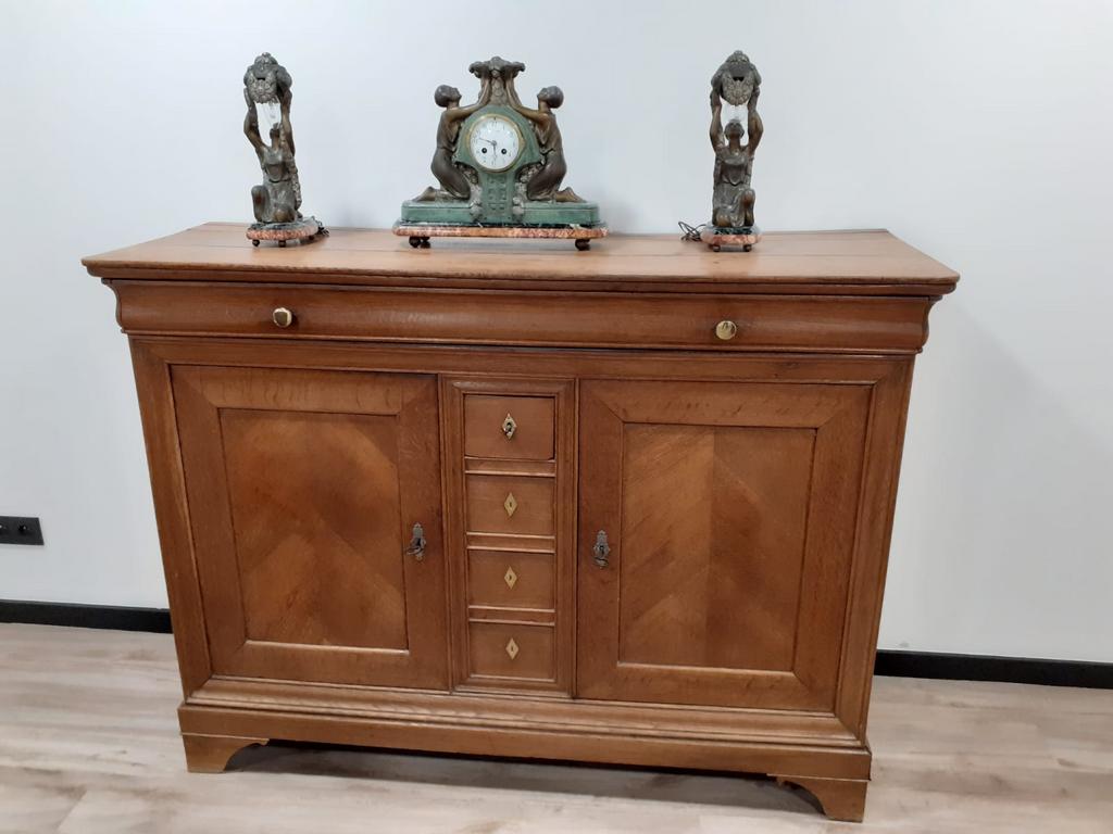 Pendule art deco de P Sega avec 2 sculptures lampes, Ophalen, Gebruikt