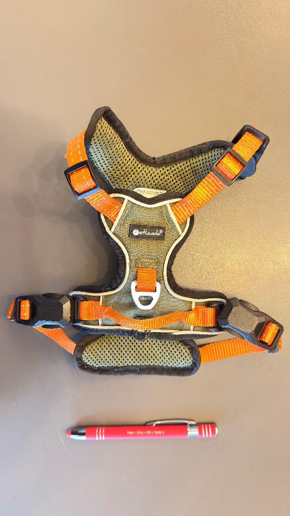 Petlando Magnetech harnas XS oranje (+-3 maanden oud), Dieren en Toebehoren, Ophalen of Verzenden, Zo goed als nieuw, Hondenriem
