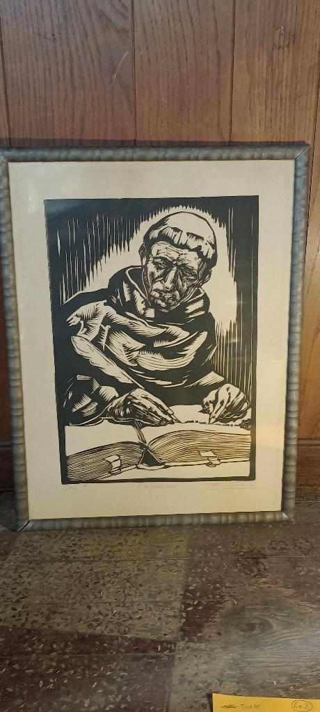 Gravure "L'enlumineur" signée, numérotée, 50x65, n602, Enlèvement, Portrait, Gravure