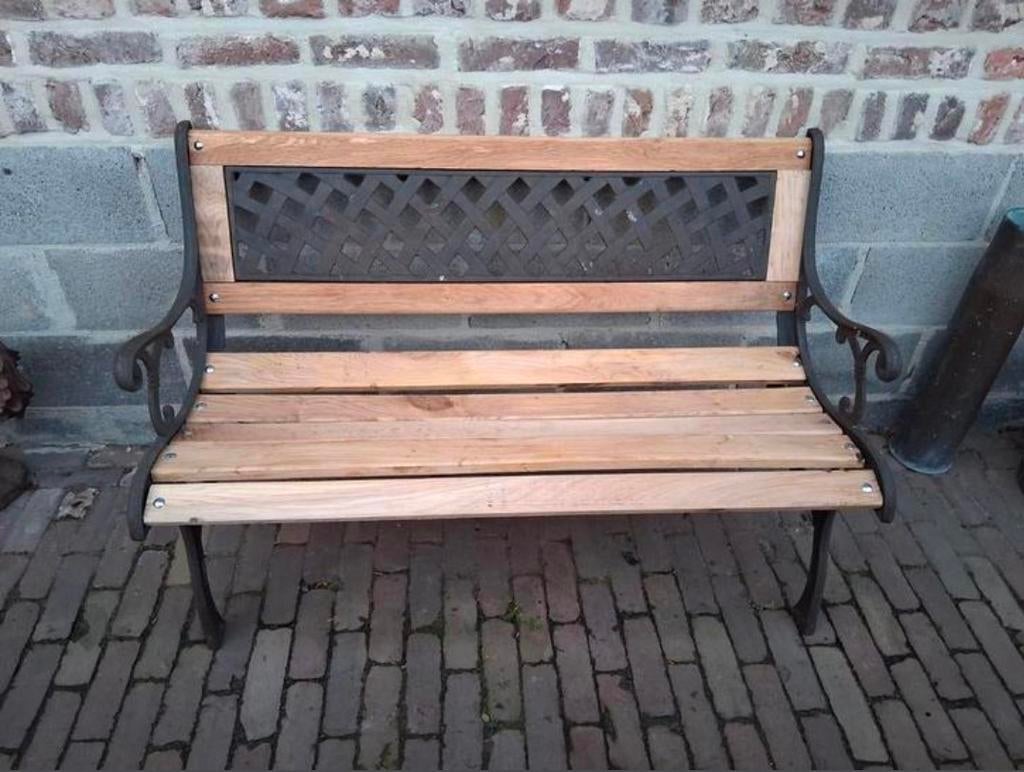 Mooie ouderwetste gietijzeren bank, Enlèvement, Neuf, Bois