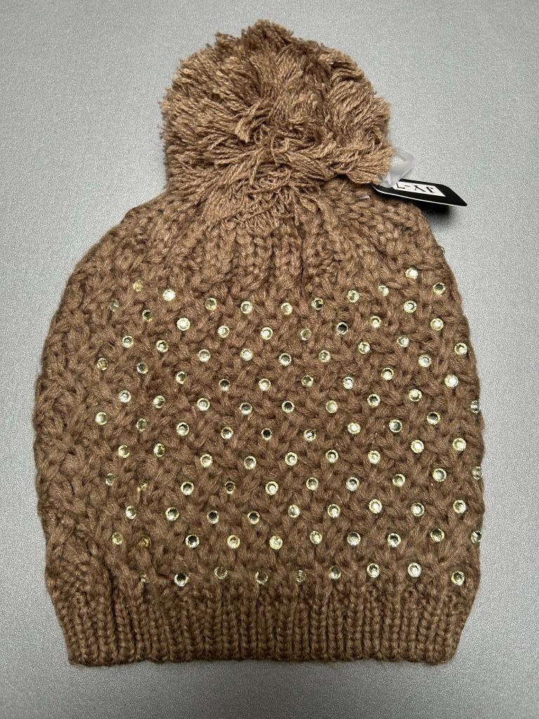 Nieuwe beige muts met pompon en strass steentjes Style, Sans marque, Ophalen of Verzenden, Nieuw, Muts