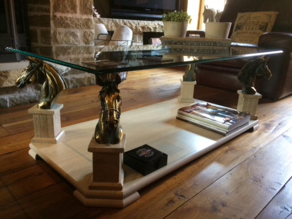 Salontafel + Chinese paravent uniek stuk, Chêne, 100 à 150 cm, Utilisé, 50 à 75 cm