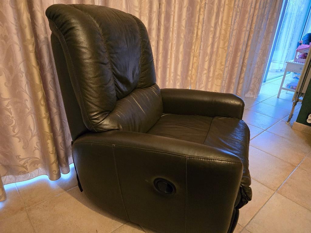 2 Lederen relaxzetels, Huis en Inrichting, Zetels | Zetels, Zo goed als nieuw, Rechte bank, Eenpersoons, Minder dan 150 cm, Minder dan 75 cm
