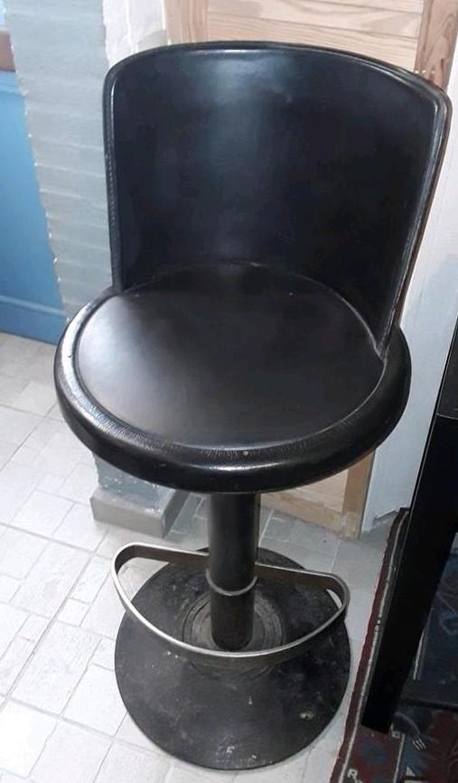 vintage barkruk zwart leder, Enlèvement, Utilisé