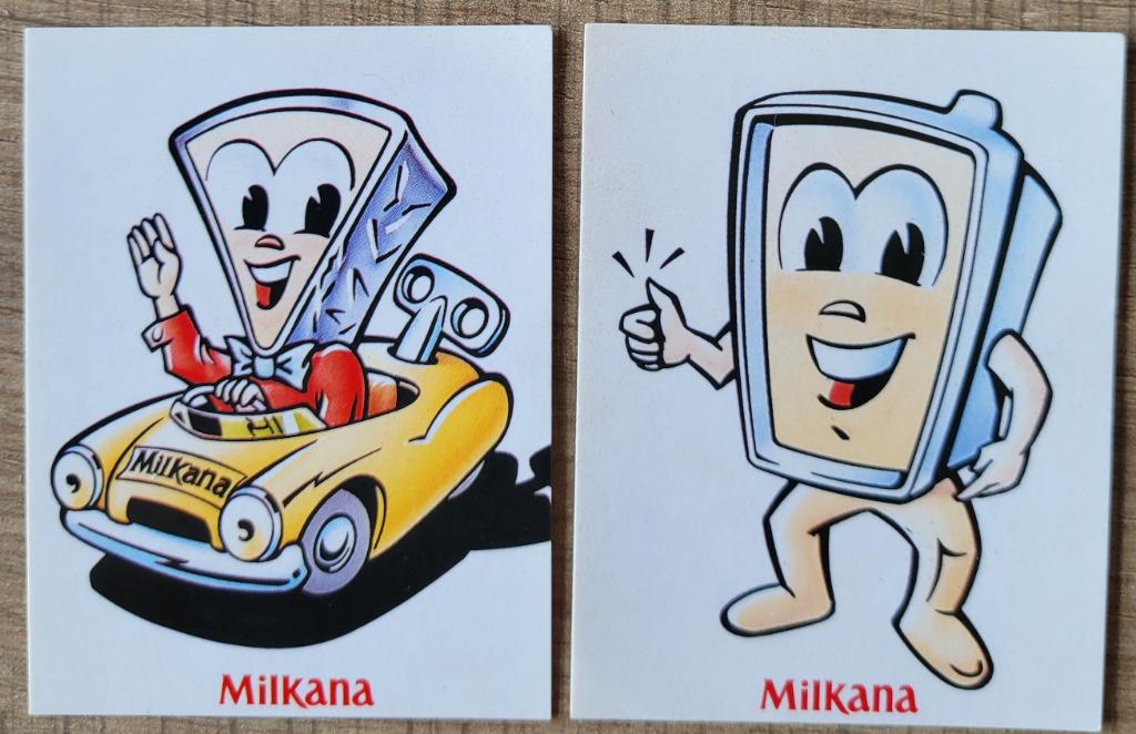 2 oude stickers: Milkana kaas, Collections, Enlèvement ou Envoi, Comme neuf, Marque