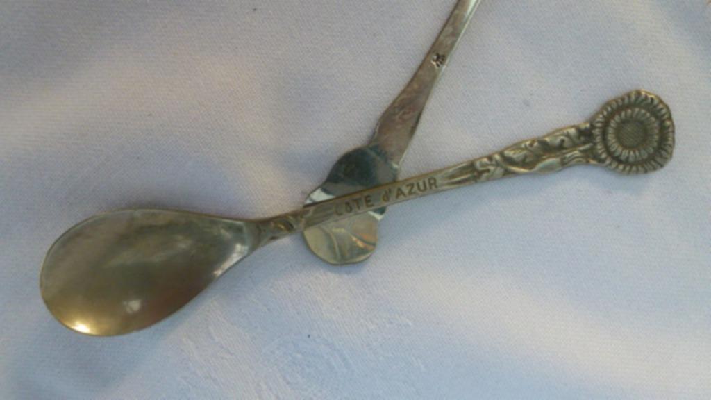 1 oud lepeltje Côte d'Azur, Ophalen of Verzenden, Gebruikt, Metaal, Bestek