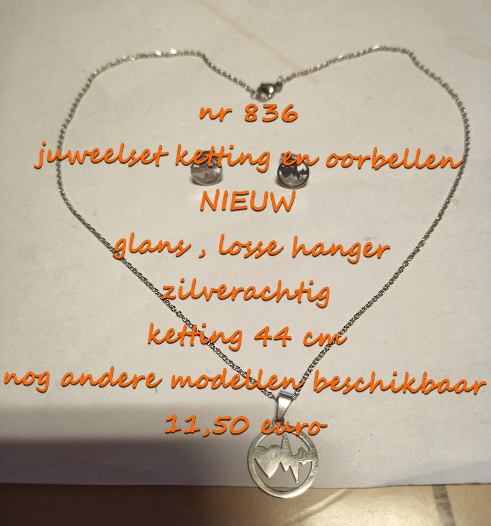 836. Parure : collier et boucles d'oreilles, NEUF, expéditio, Neuf, Avec pendentif, Autres matériaux, Argent
