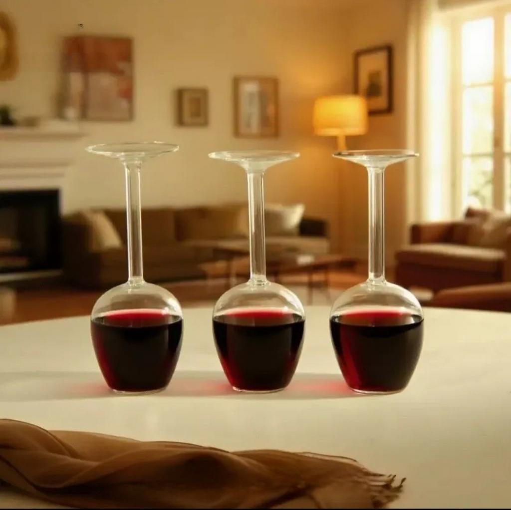 6 Verres à Vin en Forme de Verre Inversé - Design à l'Envers, Collections, Enlèvement, Neuf