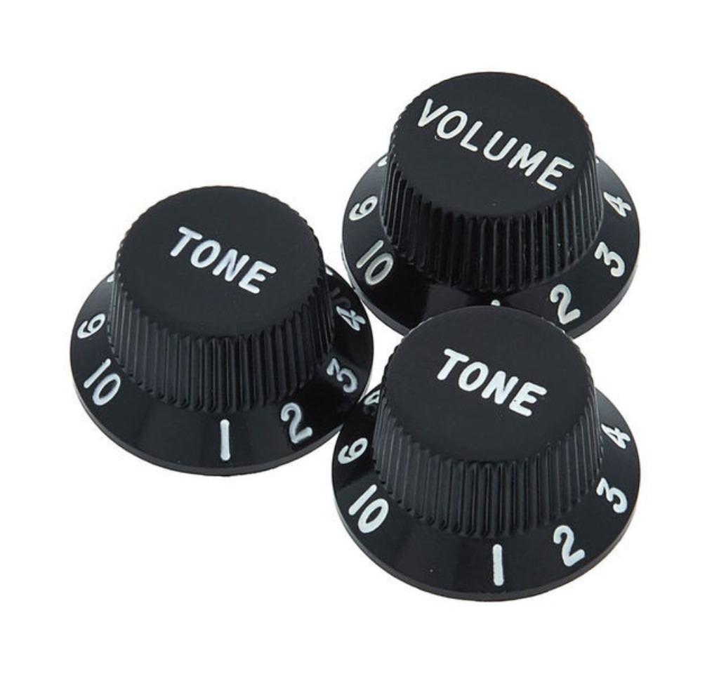 3 Zwarte Stratocaster Knoppen / 3 Black Fender Strat knobs, Muziek en Instrumenten, Ophalen of Verzenden, Nieuw, Elektrische gitaar