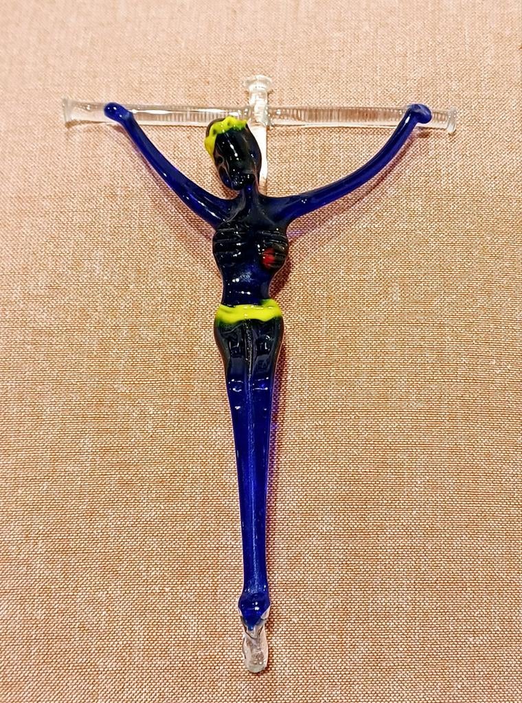 Murano glas Kruisbeeld 19,5cm, Handtassen en Accessoires, Ophalen of Verzenden, Zo goed als nieuw
