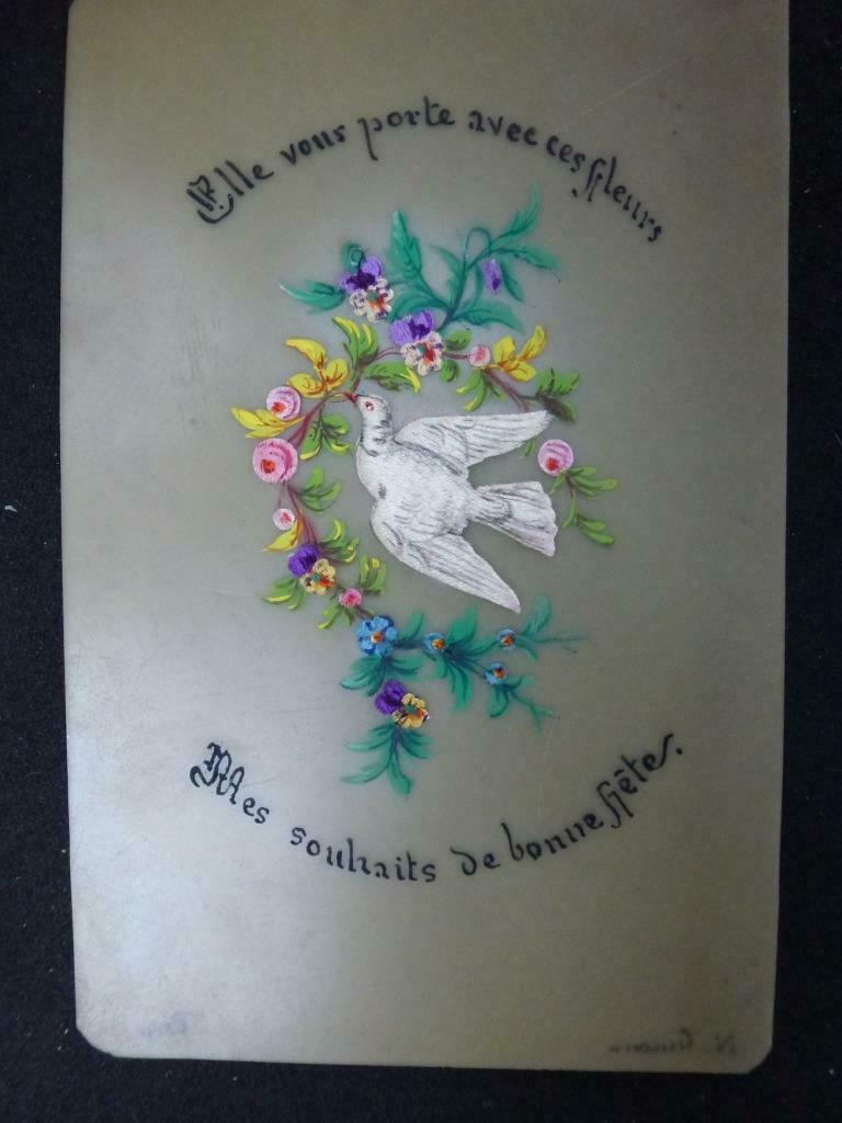 ancienne carte de prière Elle vous porte avec ces fleurs Mes, Envoi, Image pieuse