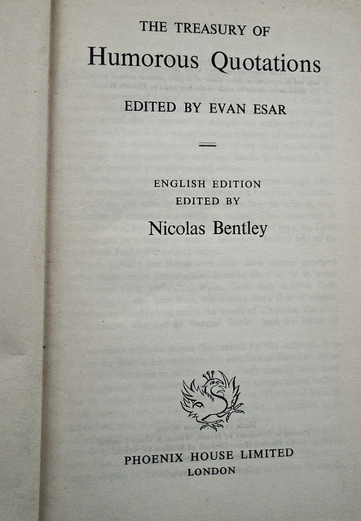 The Treasury of Humurous Quotations -1951 - Evan Esar, Gelezen, Verzenden, Anekdotes en Observaties, Evan Esar (1899-1995)