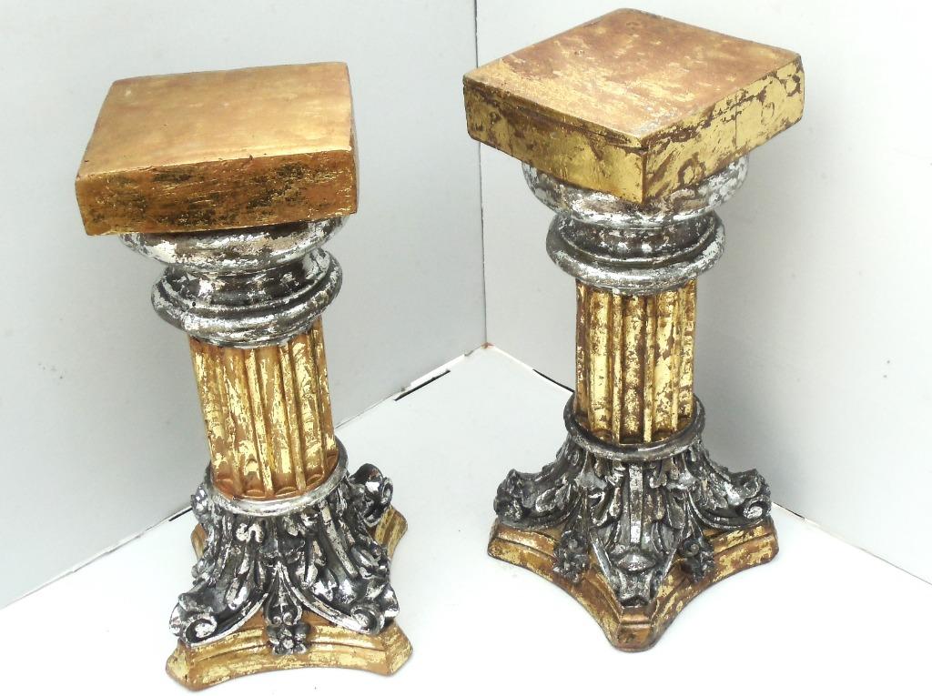 Decoratieve zuilen zilver en goud - set van 2 stuks, Huis en Inrichting, Woonaccessoires | Zuilen en Pilaren, Ophalen, Zo goed als nieuw