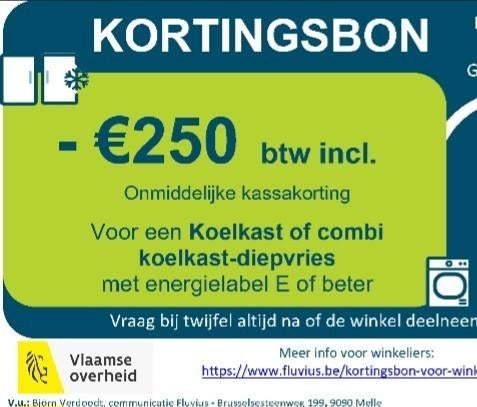 250 euro kortingsbon voor koelkast of combi koelkast-diepvri, Kortingsbon