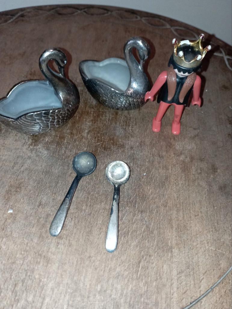 666) 2 zwaantjes met lepeltjes, Antiek en Kunst, Ophalen of Verzenden