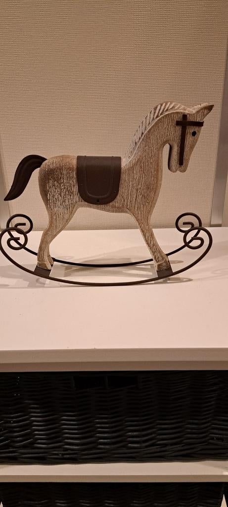 Landelijke stijl mooi houten paard op ijzeren voet uniek !, Ophalen of Verzenden, Nieuw