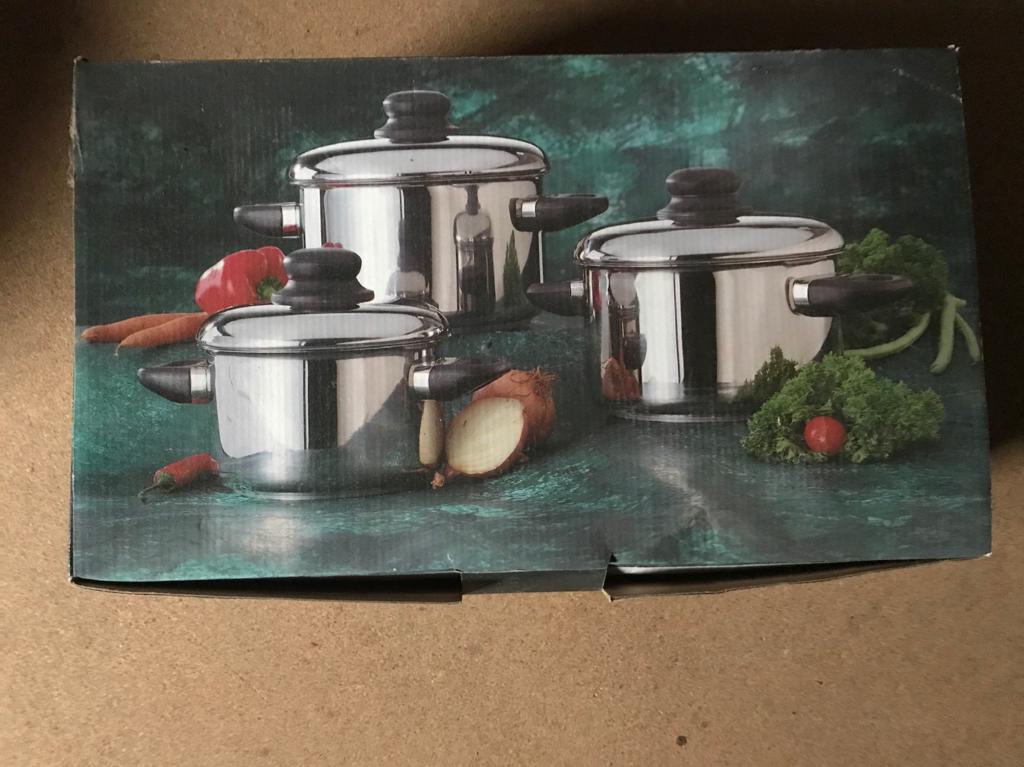 NIEUWE set inox kookpotten, Huis en Inrichting, Keuken | Potten en Pannen, Ophalen of Verzenden, Nieuw, Inox