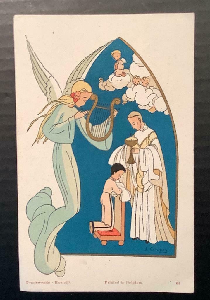 Carte de communion GARÇON - Design: J. GOUPPY Nr. 64, Envoi, Image pieuse