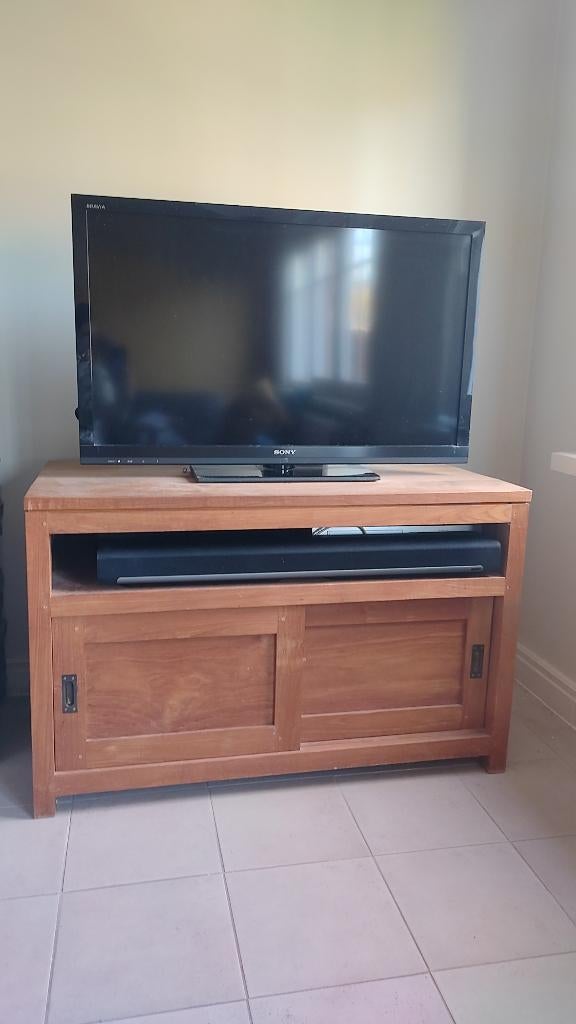 Teak TV-kast, Huis en Inrichting, Ophalen, Gebruikt, 100 tot 150 cm, Teakhout