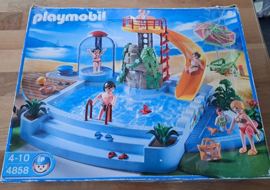 Playmobil Openluchtzwembad met glijbaan en Badmeester, Ophalen of Verzenden, Gebruikt, Complete set