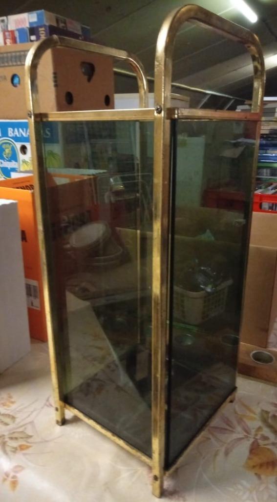 geel koperen paraplubak met glas, Ophalen