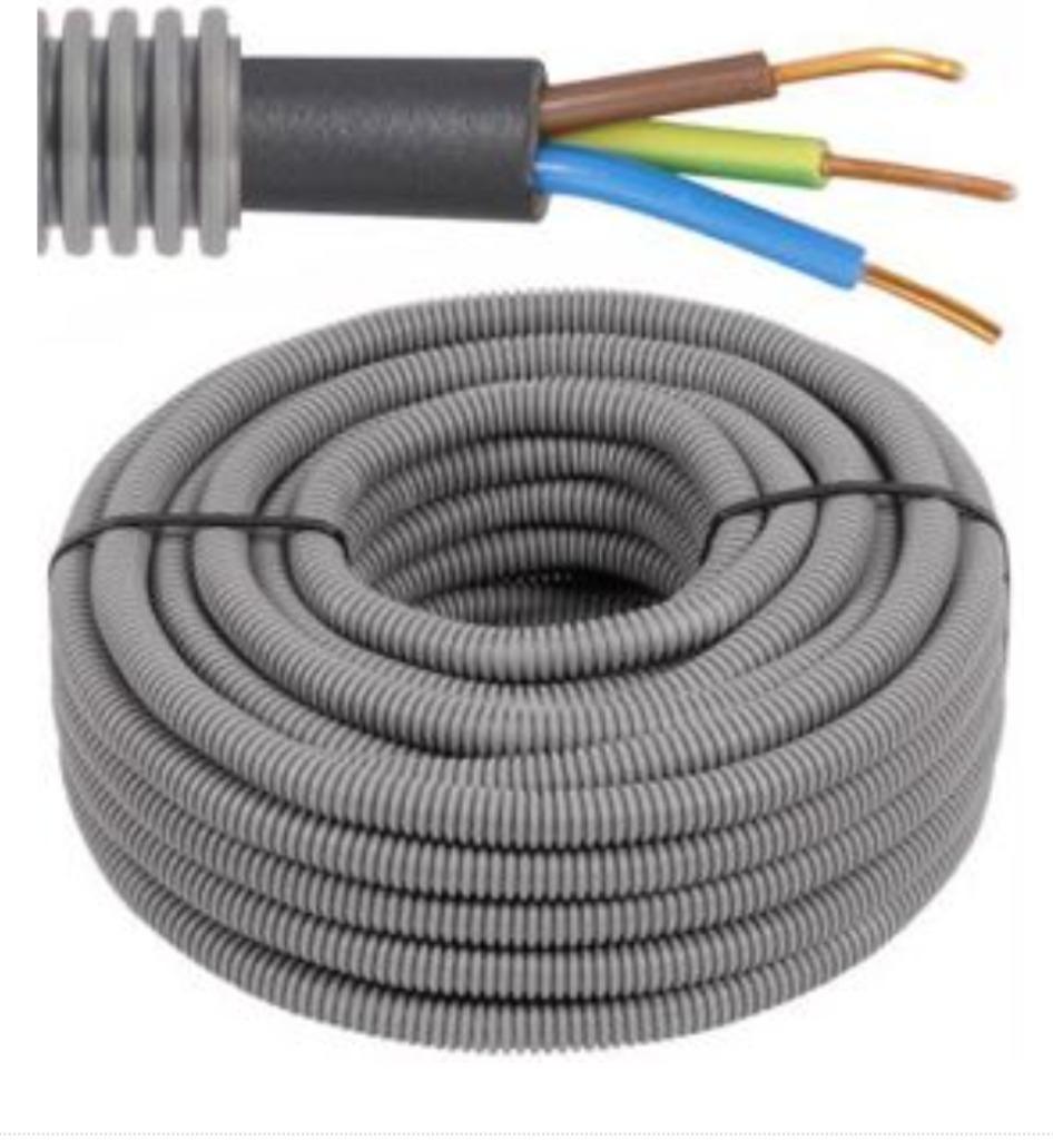 59 meter voorbedrade flexbuis met XVB kabel - 3G1,5mm², Bricolage & Construction, Électricité & Câbles, Enlèvement, Neuf, Câble ou Fil électrique