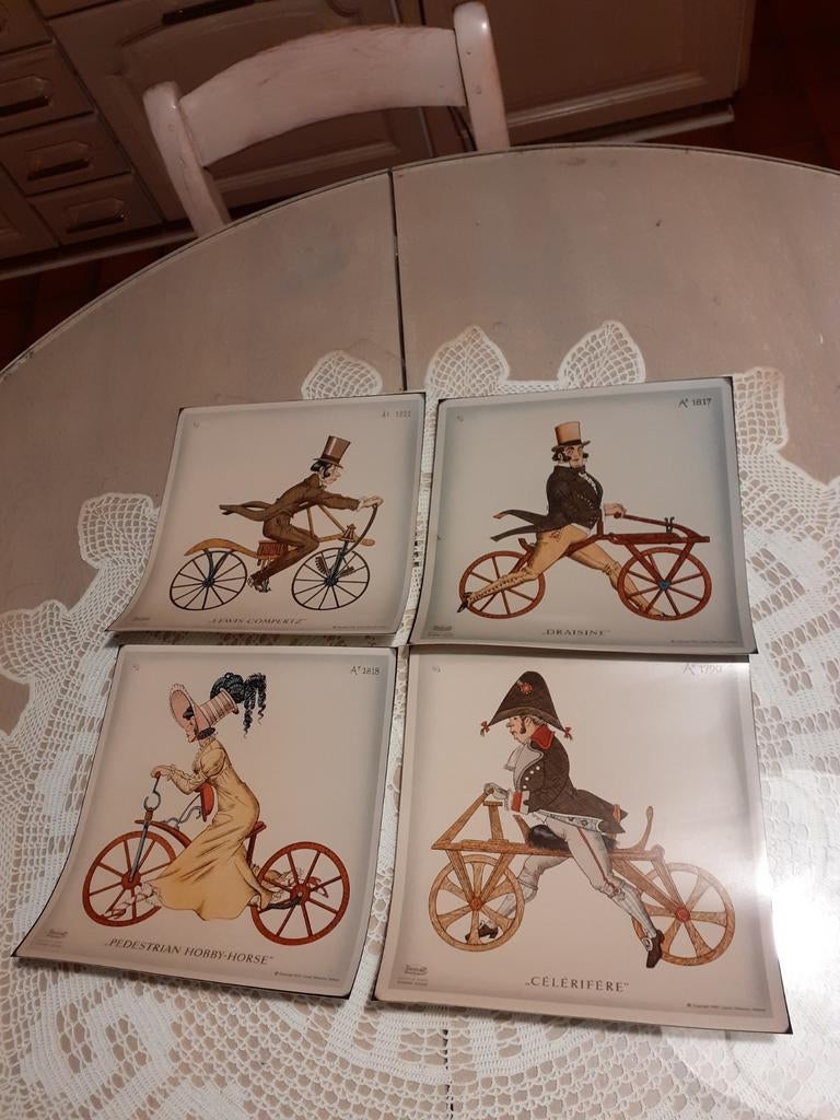 Fietsen prenten Lemet, Gebruikt, Ophalen of Verzenden, 1940 tot 1960, Prent