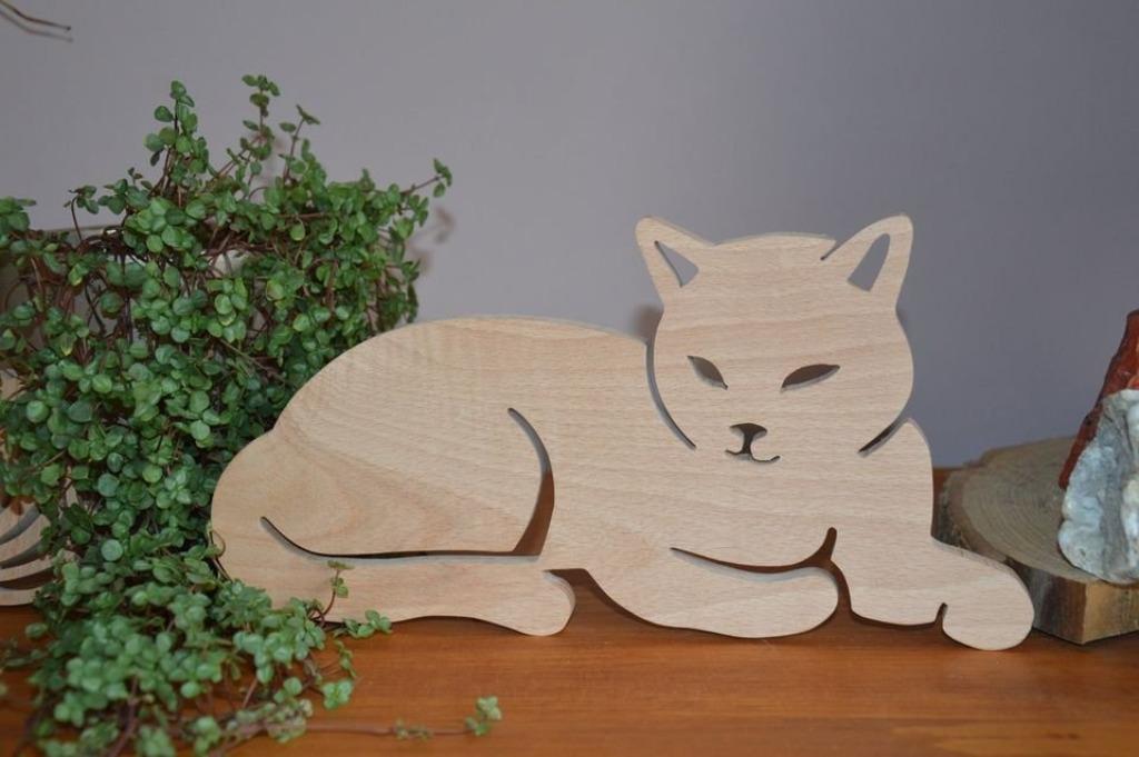DECOR EN BOIS DECOUPE CHAT COUCHE, Maison & Meubles, Enlèvement ou Envoi, Bois