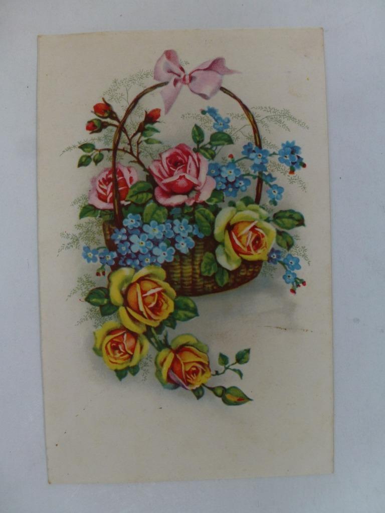 vieille carte postale fleurs roses ne m'oubliez pas, Collections, Envoi, Affranchie, Autres thèmes