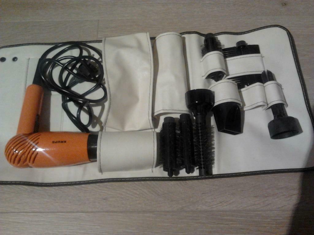 Krups haardroger met hulpstukken in etui., Ophalen of Verzenden, Nieuw, Haarverzorging
