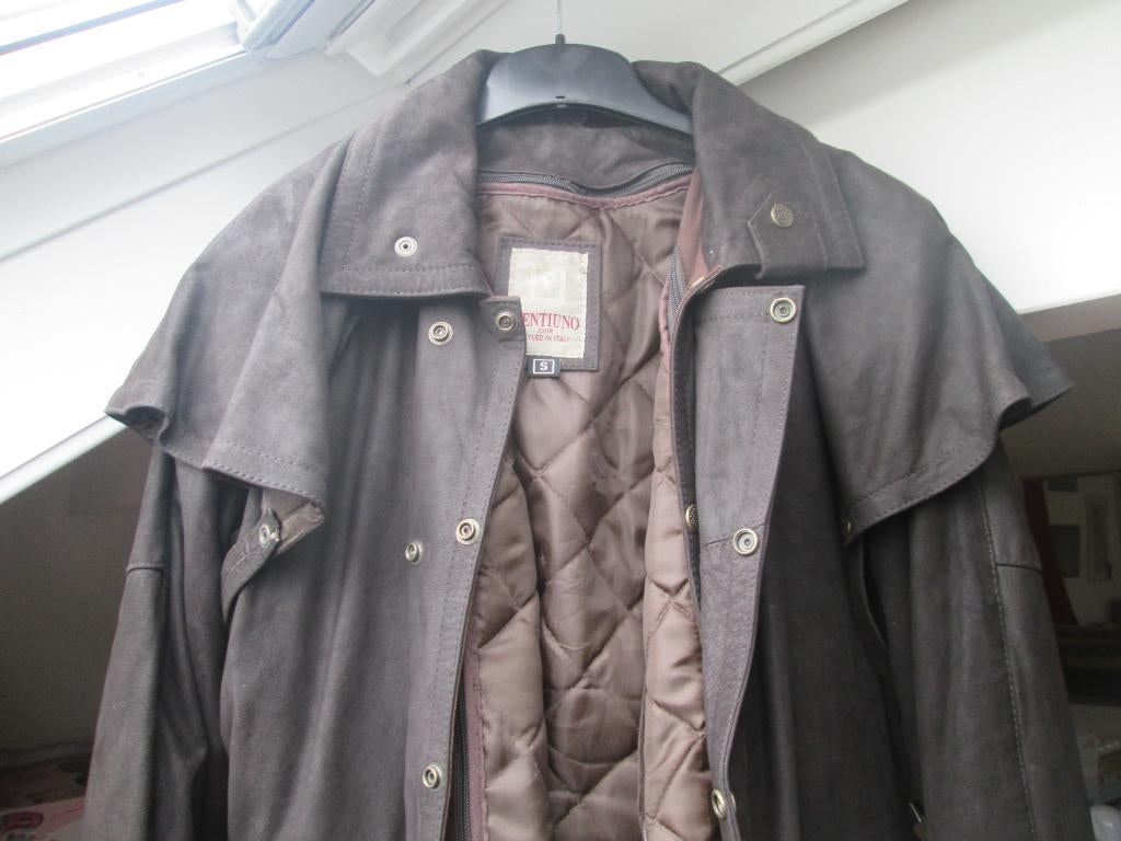 long manteau en cuir brun, taille S, Ophalen, Zo goed als nieuw, Maat 48/50 (M), Bruin