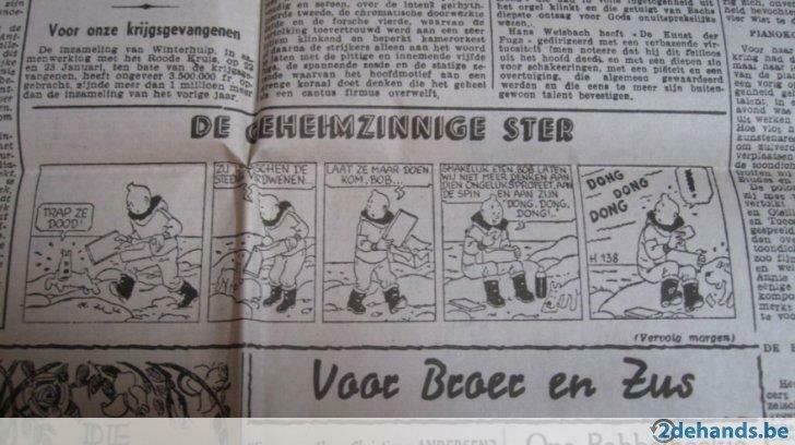Kuifje /Tintin krantenstrook De Geheimzinnige Ster 1944, Ophalen of Verzenden, Gebruikt