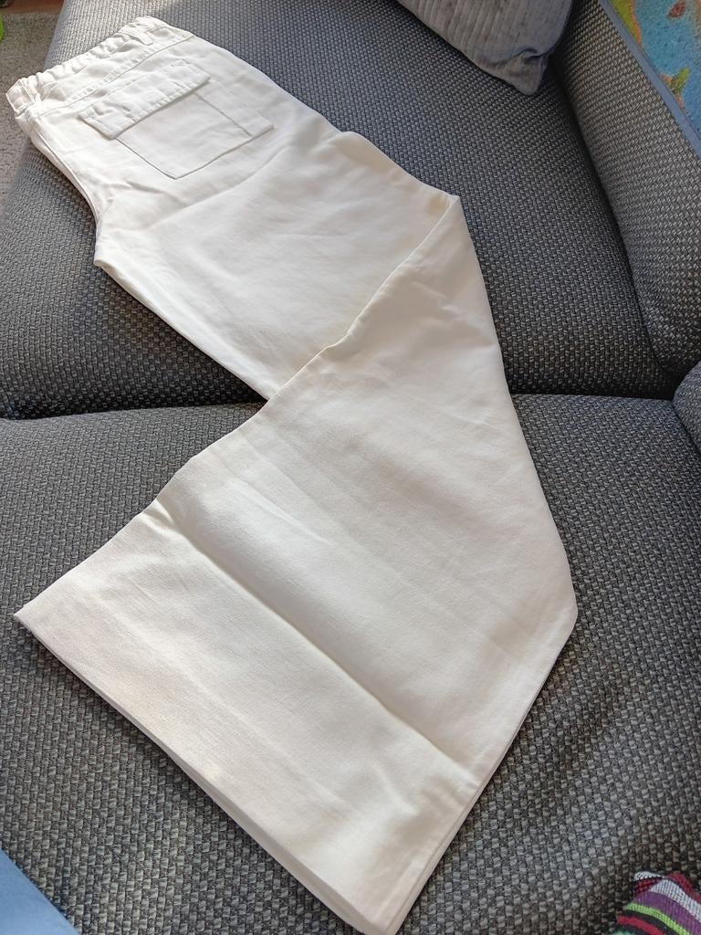 Van Hassels M167 linnen en katoenen broek, Kleding | Dames, Ophalen, Zo goed als nieuw, Wit