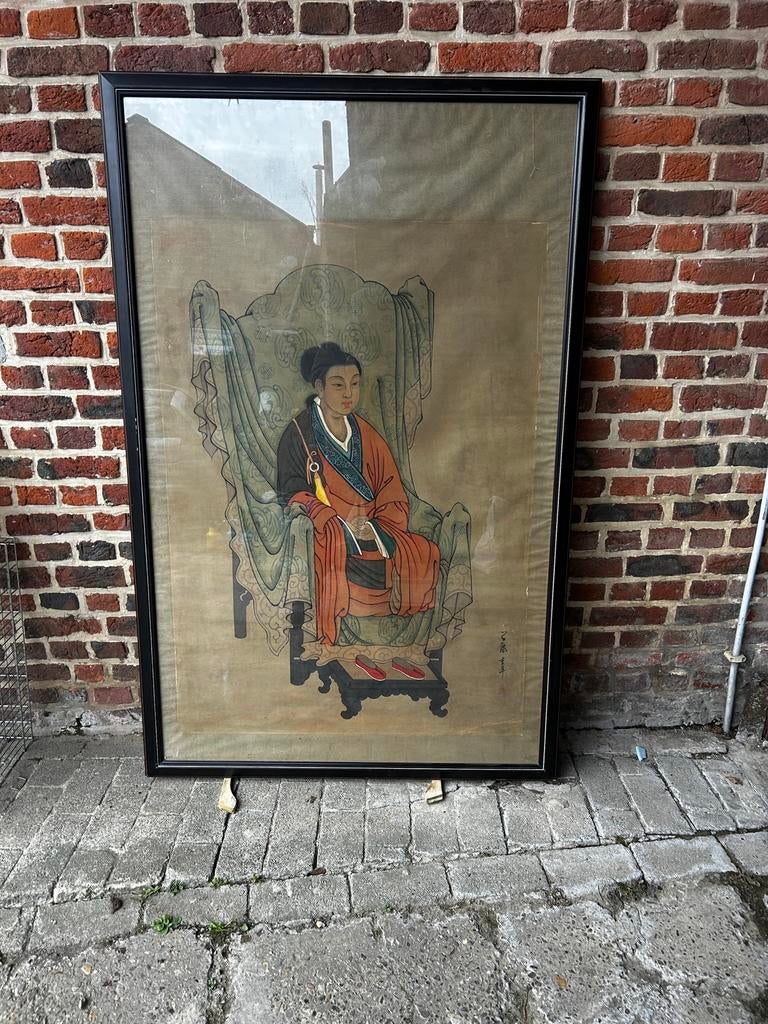 Chinees tekening met kader , mooi exemplaar, Antiek en Kunst, Ophalen