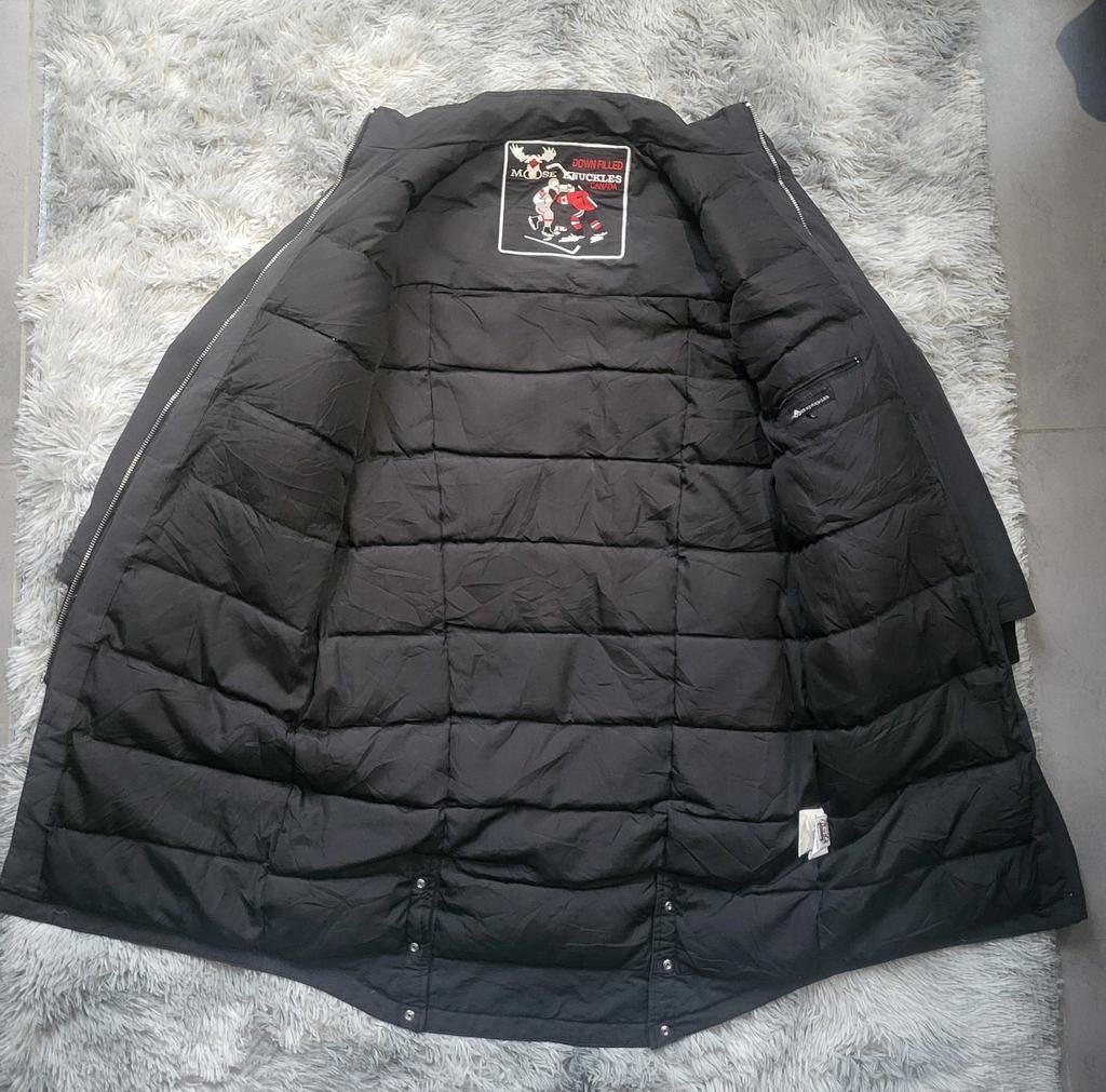 Moose Knuckles parka voor heren, maat L, zwart, dons en vere, Kleding | Heren, Jassen | Winter, Gedragen, Maat 52/54 (L), Zwart