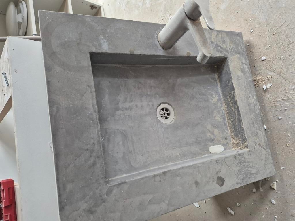 Lavabo mortex grijs met kraan 50x65x10, Ophalen, Gebruikt, Kraan