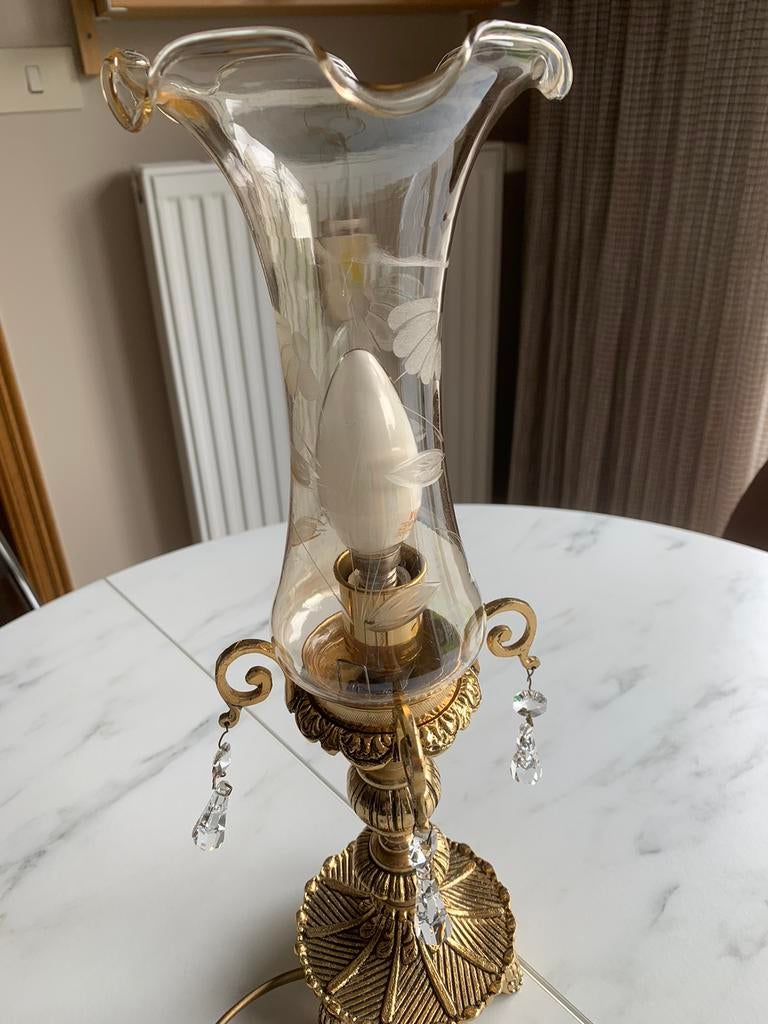 Abat-jour vintage en cuivre massif avec verre, Antiquités & Art, Enlèvement