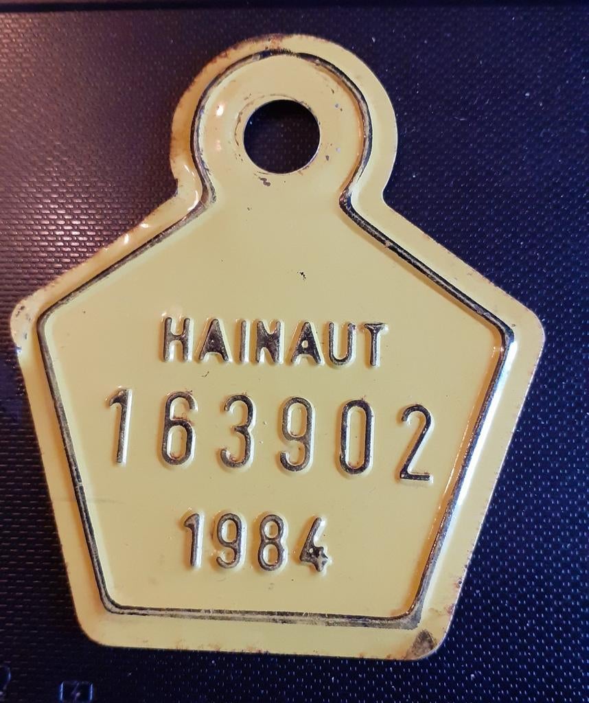 ancienne plaque de velo hainaut 1984, Enlèvement ou Envoi, Utilisé