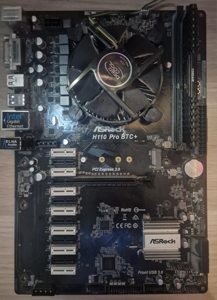 ASRock H110 Pro BTC Moederbord + CPU + RAM, Computers en Software, Moederborden, Ophalen of Verzenden