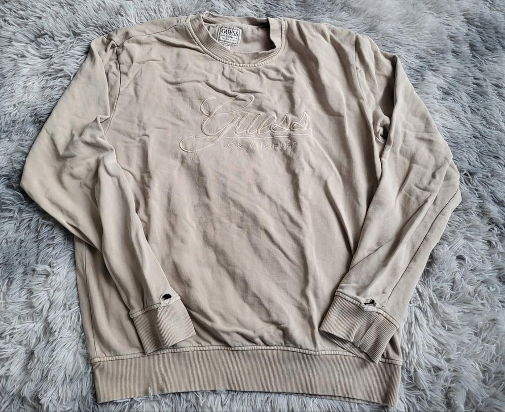Sweat Guess Originals – 100% Coton – Beige Sable – Taille L, Enlèvement ou Envoi, Beige, Taille 52/54 (L), Porté