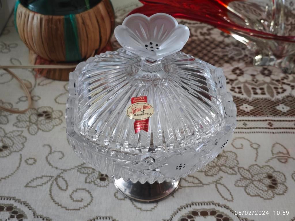 Bonbonnière en cristal et argent (métal), Antiquités & Art, Enlèvement