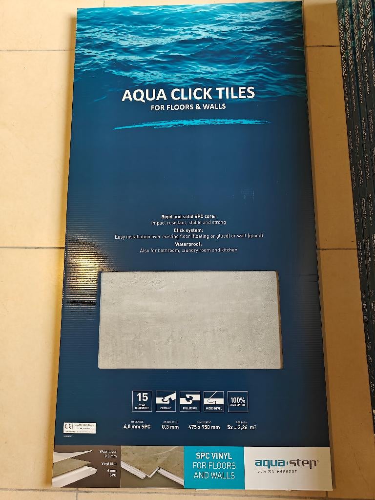 Aqua Click Tiles XL Brighton, Doe-het-zelf en Bouw, Tegels, Ophalen of Verzenden, Nieuw, 10 m² of meer, Wandtegels